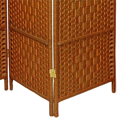 7 Ft. Tall Diamond Weave Room Divider - Dark Beige (4 Panels) 4 7 Ft. Tall Diamond Weave Room Divider - Dark Beige (4 Panels) - Image 2