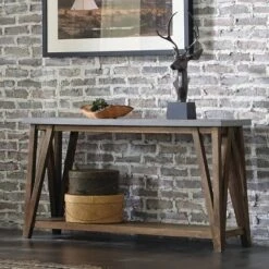 52" Brookside Console Media Table Concrete Coated Top And Wood Light Gray/Brown - Alaterre Furniture -Lush Living Store GUEST 62637d45 bfac 4b5c 80a0 e427ce0869db