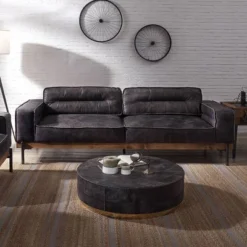 96" Silchester Sofa Antique Top Grain Leather Brown - Acme Furniture