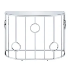 Oakmonte Mirrored Semi Circle Sofa Table Chrome - HOMES: Inside + Out -Lush Living Store GUEST 631b31be b846 44e4 8df9 0ded1f861203