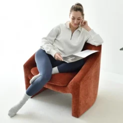 Kiki 32" Wide Contemporary Design Chenille Boasting Streamlined Silhouette Armrest Accent Barrel Chair-The Pop Maison -Lush Living Store GUEST 639fb164 9f54 4be2 a898 7fccc36c8339