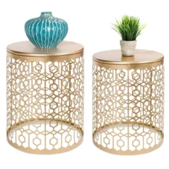Best Choice Products Set Of 2 Decorative Nesting Round Patterned Accent Side Coffee End Table Nightstands -Lush Living Store GUEST 63d051b5 86a2 4b1e 8f54 e130b52e2243