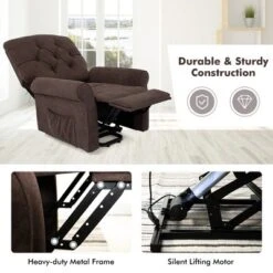 Costway Power Lift Recliner Chair Sofa For Elderly W/ Side Pocket & Remote Control BlackBrown -Lush Living Store GUEST 640dbaaf 468d 49e8 bc0c 881a2c068469