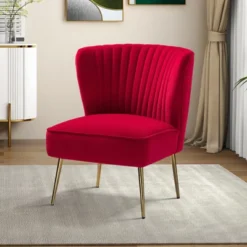 Quentin Velvet Accent Side Chair With Golden Metal Base | Karat Home