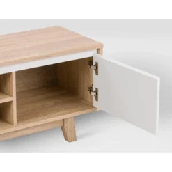 Fort Worth TV Stand For TVs Up To 68" White/Brown Wood Grain - CorLiving -Lush Living Store GUEST 644b3859 280e 4cc6 8c92 ade1ca02835b