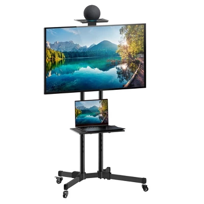 Mount-It! Height Adjustable Mobile TV Stand, Cart & Shelf, Wheeled Flat Screen With Rolling Casters & Five Media Component Shelves Fits 37 - 70 Inch 8 Mount-It! Height Adjustable Mobile TV Stand, Cart & Shelf, Wheeled Flat Screen With Rolling Casters & Five Media Component Shelves Fits 37 - 70 Inch - Image 6