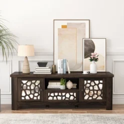 Tangkula 55" Retro TV Stand Media Entertainment Center W/ Mirror Doors & Drawer Brown -Lush Living Store GUEST 646f86fa a4aa 4074 b0f9 8b00a670dfe0