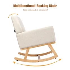 Costway Mid Century Fabric Rocking Chair Upholstered Accent Armchair Lounge Chair Beige/Gray 20 Costway Mid Century Fabric Rocking Chair Upholstered Accent Armchair Lounge Chair Beige/Gray -Lush Living Store GUEST 6473a191 b5b1 4cef a1c4 c091a3e0d377