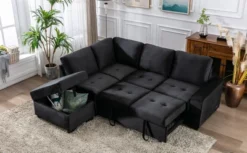 L-Shape Sleeper Sectional Sofa, Sofa Bed With Storage Ottoman & USB Charge-ModernLuxe