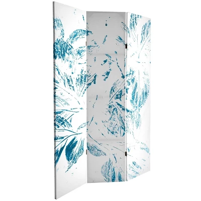 Oriental Furniture 6' Tall Double Sided Pure Leaves Canvas Room Divider Light Blue 3 Oriental Furniture 6' Tall Double Sided Pure Leaves Canvas Room Divider Light Blue