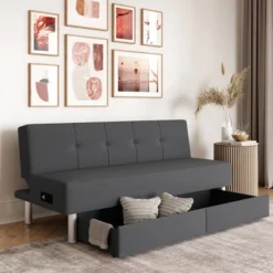 Wilton Dream Convertible Futon Sofa Bed Charcoal - Serta -Lush Living Store GUEST 653485d4 0a3d 4e9d 8cc0 ddd20ca046e1