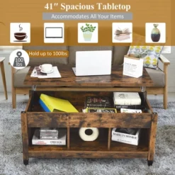 Costway Lift Top Coffee Table W/ Hidden Compartment And Storage Shelves Coffee -Lush Living Store GUEST 654cce7f ef97 41a4 b295 6cc6b9f9554d