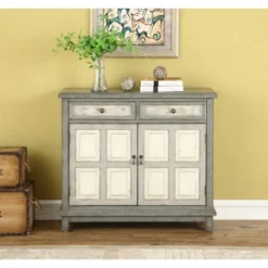 Raney 2 Drawer 2 Door Cupboard Gray - Treasure Trove Accents -Lush Living Store GUEST 65aa52ab 4685 440b 87b1 56b6d503eace