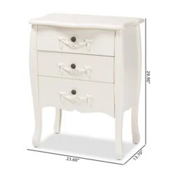 Eliya Wood 3 Drawer Storage Cabinet White - Baxton Studio -Lush Living Store GUEST 65e8762b 58fe 4f82 a40c 8e481d0ecd41