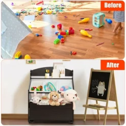 Costway Kids Wooden Toy Storage Unit Organizer W/Rolling Toy Box & Plastic Bins NaturalEspresso -Lush Living Store GUEST 6649d054 ddae 4200 95c9 643014cf866f