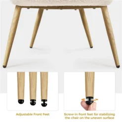 Yaheetech Boucle Accent Chair With Wood-tone Metal Legs Ivory -Lush Living Store GUEST 665daee7 3dcb 4733 8c5f 5f448f721841