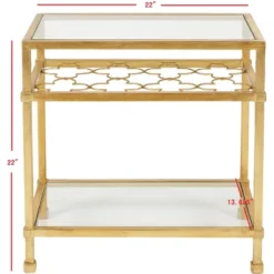 Hanzel Gold Leaf Glass Side Table - Gold - Safavieh -Lush Living Store GUEST 66871b61 53a2 485c a012 e95394856689