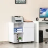 HOMCOM Filing Cabinet/Printer Stand With Open Storage Shelves, For Home Or Office Use, Including An Easy Drawer