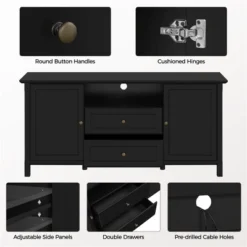 Yaheetech 58in Modern TV Console Table Mid-century TV Storage Cabinet Black -Lush Living Store GUEST 66eb56c2 18ae 4a70 b0c2 32648e5d889e