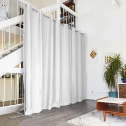 RoomDividersNow End2End Portable Alloy Steel Freestanding Stand 7ft Tall X 12ft Wide, Medium Silver