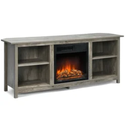 Costway 58'' 2-Tier Fireplace TV Stand W/18'' Electric Fireplace Grey Up To 65'' -Lush Living Store GUEST 678e05e3 9af5 4cca 9d17 8f44232ca79a