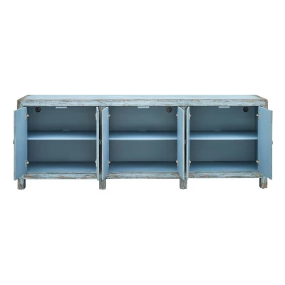 Marvin Rustic 6 Door Credenza/Sideboard Blue Textural Finish - Treasure Trove 4 Marvin Rustic 6 Door Credenza/Sideboard Blue Textural Finish - Treasure Trove - Image 2