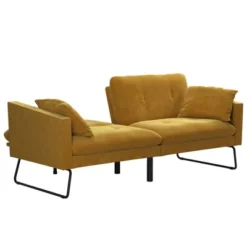 Neely Futon With Bolster Pillows Mustard Velvet - Mr. Kate -Lush Living Store GUEST 67a496aa b2be 4c9d b380 74359f8c65d8