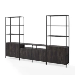 3pc Jacobsen Entertainment Set With Large Etageres Brown Ash - Crosley -Lush Living Store GUEST 67c63cdc d96c 44bf 81f2 87be605bb826