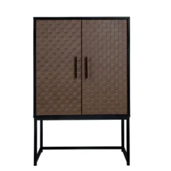 Arina 2 Door Leatherette With Bands Weaving Vision High Accent Cabinet With Adjustable Shelf - The Pop Maison -Lush Living Store GUEST 67e715d4 e1ad 4039 bb7e 49ecf2a7f058