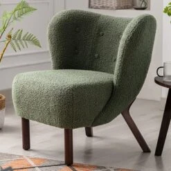 Modern Accent Chair Lambskin Wingback Tufted Side Chair With Solid Wood Legs-ModernLuxe -Lush Living Store GUEST 680269de 6b96 452d b0bb b433c2d77e93