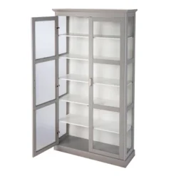 77.75" Trefstan Tall Curio Cabinet Cool Gray - Aiden Lane -Lush Living Store GUEST 681b0b47 bf48 48dc b4a6 084f29b6af35