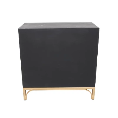 Art Deco Contemporary Mirrored Wood Cabinet Black - Olivia & May 4 Art Deco Contemporary Mirrored Wood Cabinet Black - Olivia & May - Image 2