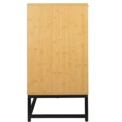 Aash 2-Doors Solid Bamboo Storage Cabinet,Farmhouse Storage Cabinet With 1 Adjustable Inner Shelves And Black Metal Legs-The Pop Home -Lush Living Store GUEST 68c4478a 48a6 4d3a a9f3 a198dd52844f