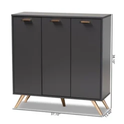 Kelson Wood 3 Door Cabinet Dark Gray/Gold - Baxton Studio -Lush Living Store GUEST 691c2226 5d3f 4829 b9b7 3899291fd59f