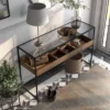 Reattie Glass Top Entryway Table Brown/Matte Black - HOMES: Inside + Out -Lush Living Store GUEST 6937ab37 68f6 44ab ad4b f3977c74230a