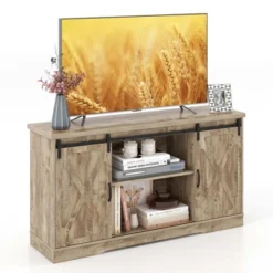 Costway 59'' Farmhouse TV Stand Sliding Barn Door Cabinet W/ Adjustable Shelf -Lush Living Store GUEST 6944094f 52d5 4a71 b07d a44b058b9971