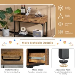 Costway Console Table Industrial Large Drawers Storage Shelf Narrow Entryway Hallway 16 Costway Console Table Industrial Large Drawers Storage Shelf Narrow Entryway Hallway -Lush Living Store GUEST 69dbeec2 75da 4d95 88d7 b7622295e9a9