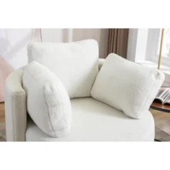 April 33.9" Seat Wide Teddy Upholstered Round Swivel Backrest Chair, Swivel Chairs With Storage Including 3 Pillows-Maison Boucle -Lush Living Store GUEST 6a44ab30 a32e 4c67 aeeb 9a20e69a0788