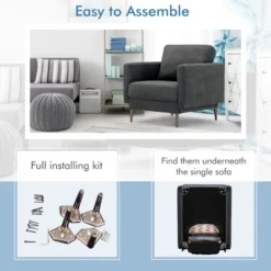 Costway Modern Upholstered Accent Chair Single Sofa Armchair Living Room Funiture WhiteGrey -Lush Living Store GUEST 6a920c0c 2d99 4cf9 a40f 56d64cadc629