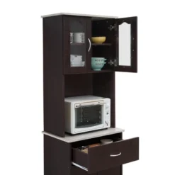 Hodedah HIK94 Kitchen China Cabinet W/ Transparent Doors, 4 Shelves, Choco-Grey -Lush Living Store GUEST 6aad3d36 9b5e 4ff3 a533 450e09f8d52e