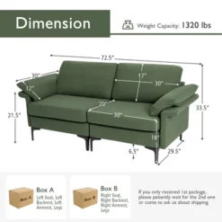 Costway Modern Loveseat Fabric 2-Seat Sofa Couch For Small Space W/Metal Legs Army -Lush Living Store GUEST 6b03c1ad 0bbd 4753 b67f 8bdb6bb233d8