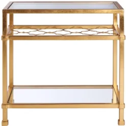 Hanzel Gold Leaf Glass Side Table - Gold - Safavieh -Lush Living Store GUEST 6b0c18ea 7470 4e04 8c1e 83e8d64bbab6