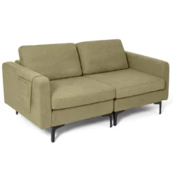 Costway Modern Loveseat Linen Fabric 2-Seat Sofa Couch W/ Side Storage Pocket GreenOrange 24 Costway Modern Loveseat Linen Fabric 2-Seat Sofa Couch W/ Side Storage Pocket GreenOrange -Lush Living Store GUEST 6ba11950 f168 4651 83eb 688ba03444ad