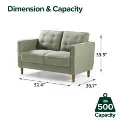 53" Lauren Loveseat Sofa Pearl Green - Zinus -Lush Living Store GUEST 6baee866 834a 4c24 8ab4 804932f81bd5