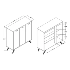 Kelson Wood 3 Door Cabinet Dark Gray/Gold - Baxton Studio -Lush Living Store GUEST 6bc0b92b e643 484d bc6d 8254075a6487