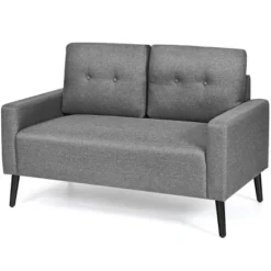 Costway Modern Loveseat Sofa 55'' Upholstered Chair Couch With Soft Cloth Cushion Grey -Lush Living Store GUEST 6bd306b7 523c 4dde a101 049f7e5ff677