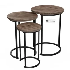 Hastings Home Round End Tables With Woodgrain-Look And Black Metal Base, Gray/Brown, Set Of 3 11 Hastings Home Round End Tables With Woodgrain-Look And Black Metal Base, Gray/Brown, Set Of 3 -Lush Living Store GUEST 6bd47ff3 c126 4faa 9336 f5bd8e5da6ad