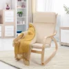 Costway Modern Bentwood Rocking Chair Fabric Upholstered Relax Rocker Lounge Chair GrayBeige -Lush Living Store GUEST 6bf375bb 5d7a 43f4 a259 a484dfa2ba3a