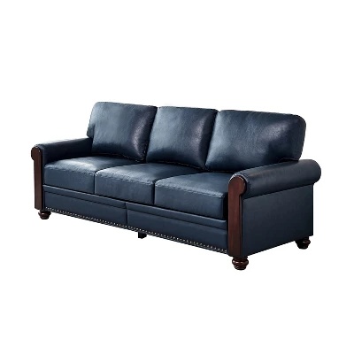 Eulalia Transitional Leather 82"Wide Sofa With Rolled Arms And Solid Wood Legs | ARTFUL LIVING DESIGN 4 Eulalia Transitional Leather 82"Wide Sofa With Rolled Arms And Solid Wood Legs | ARTFUL LIVING DESIGN - Image 2