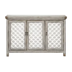 Lane 3 Door Storage Credenza/Cabinet With Mirrored Doors Burnished Gray - Treasure Trove